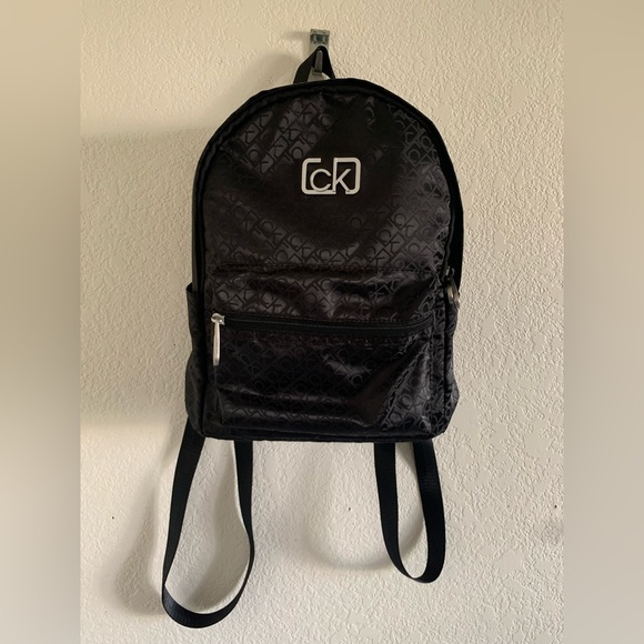 Calvin Klein Black Logo Print Unisex Backpack - Picture 1 of 10